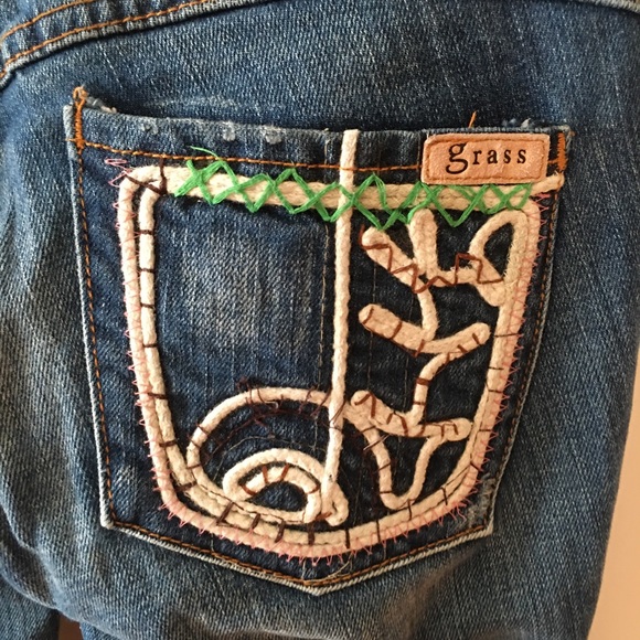 Grass Los Angeles Flare Jeans with Embroidered Pockets Size 26 - Picture 11 of 16
